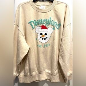 Disney Parks 2024 Mickey Mouse Snowman‎ Sweatshirt Santa Hat NWOT 3XL
